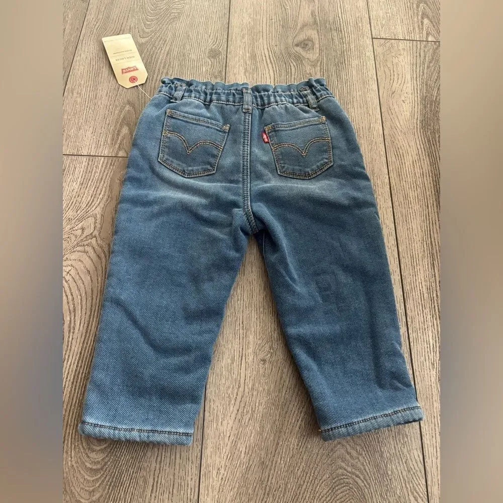 Levi's Blue Denim High-Rise Sherpa lining Kids Jeans
